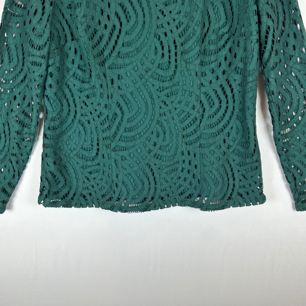 Boden Lace Overlay Long Sleeve‎ Top Green US 10 UK 14 Sheath Back Zip - Picture 7 of 10
